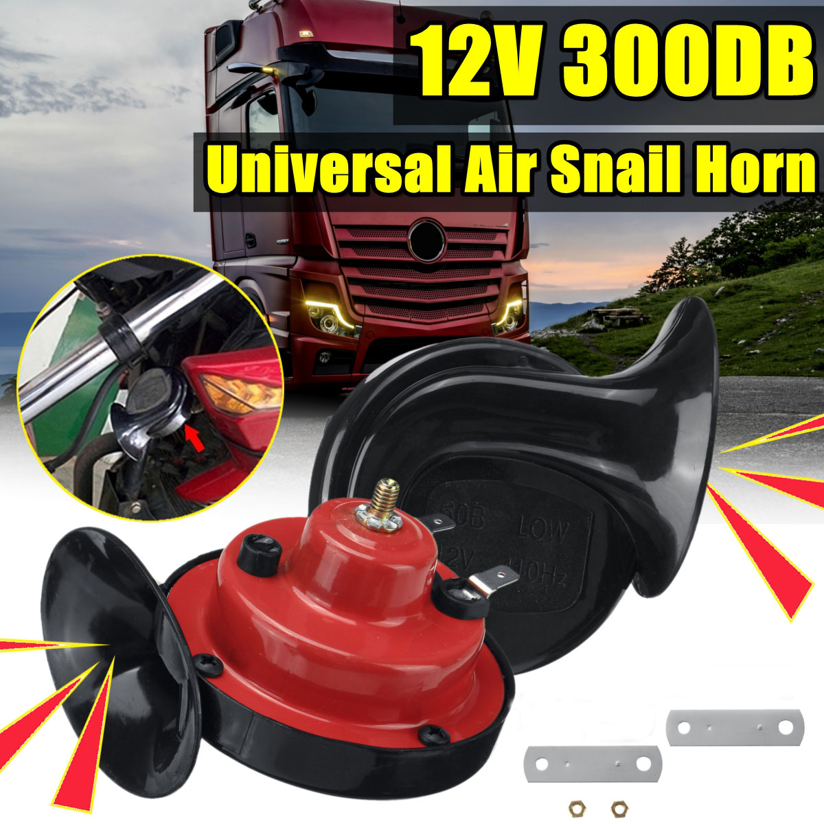 12V-300dB-Dual-Tone-Air-Snail-Horns-Loud-Siren-For-Car-Van-Motorcycle-Universal-1779947