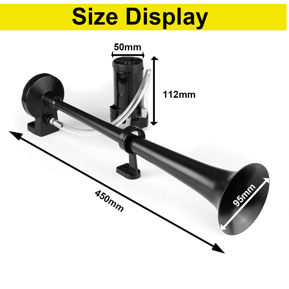 12V-Viping-Car-Horn-150DB-Air-Horn-450mm-Loudspeaker-Horn-Chrome-Zinc-Black-Single-1814507