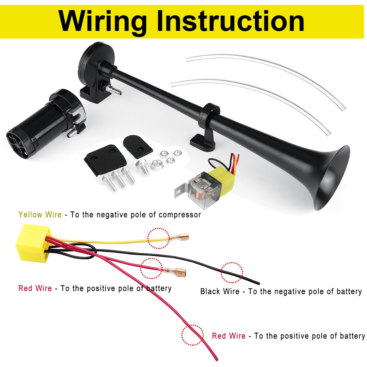 12V-Viping-Car-Horn-150DB-Air-Horn-450mm-Loudspeaker-Horn-Chrome-Zinc-Black-Single-1814507