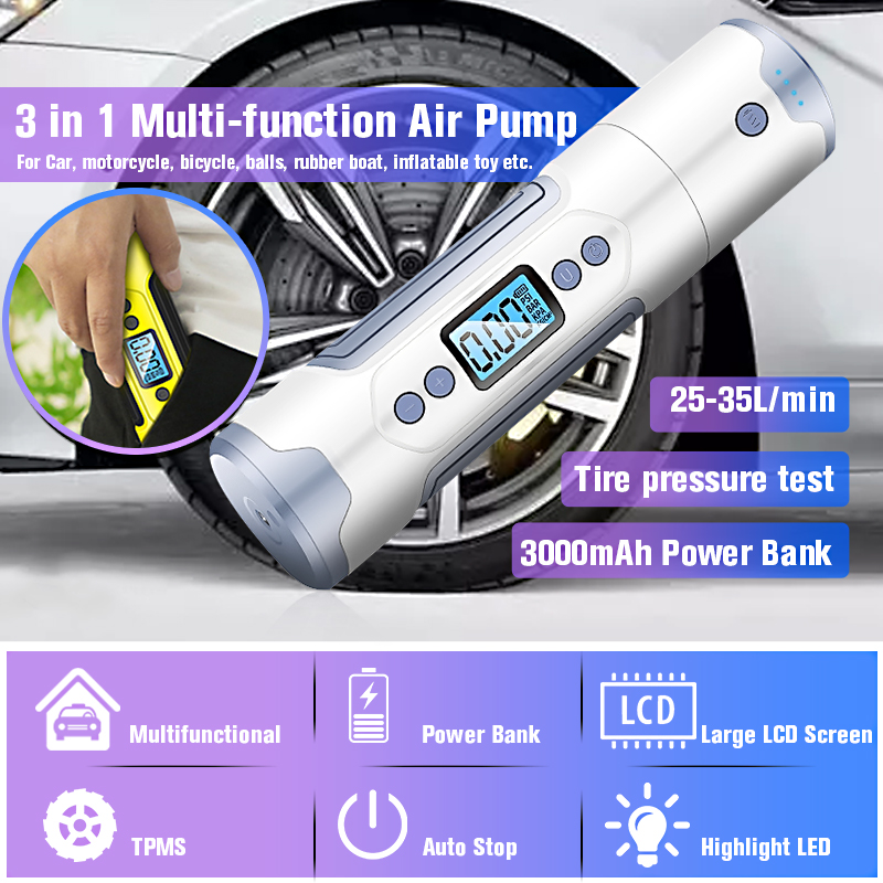 12V-3000mAh-25-35Lmin-Protable-Wireless-Air-Pump-LCD-Display-Electric-Compressor-Tire-Inflator-Press-1566796
