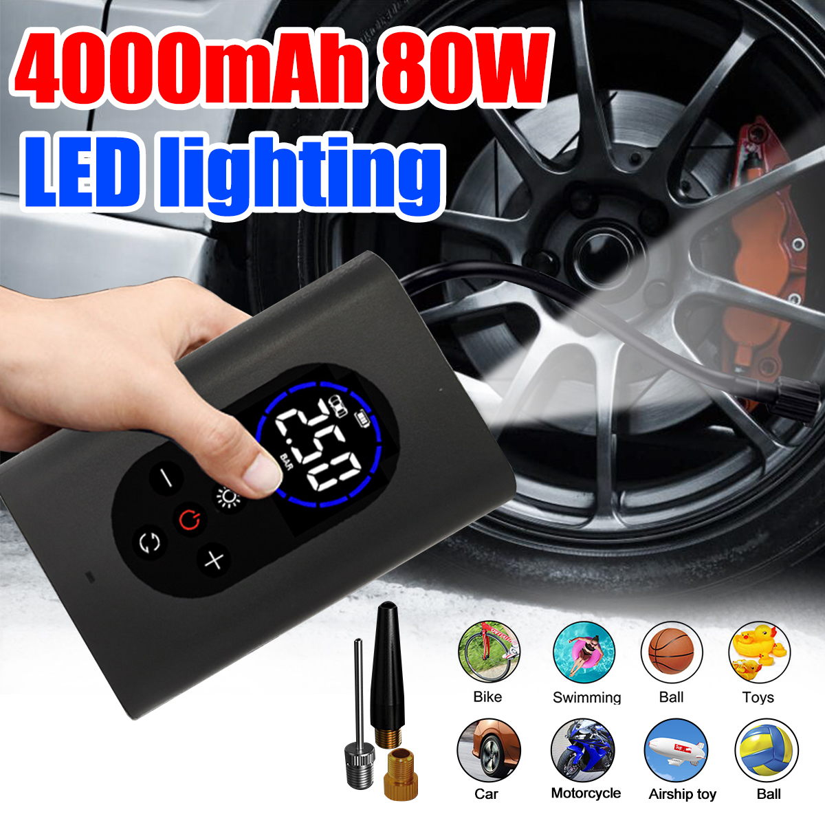 150PSI-4000mAh-80W-Portable-Digital-Air-Pump-With-Power-Bank-LED-Light-Function-For-Car-Bicycle-Moto-1802742