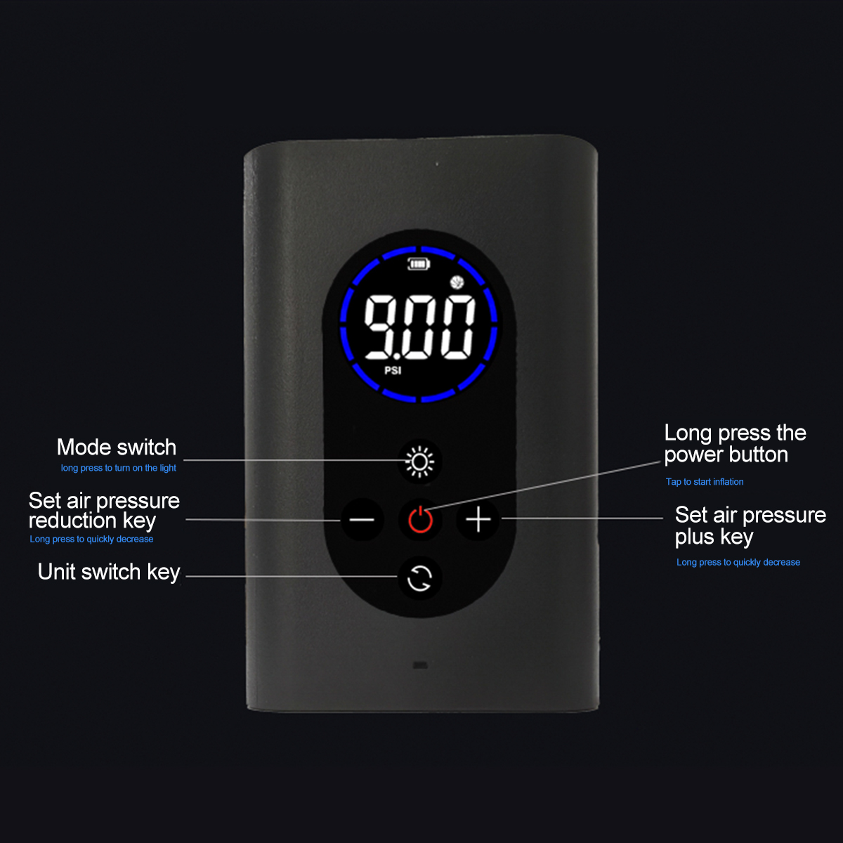 150PSI-4000mAh-80W-Portable-Digital-Air-Pump-With-Power-Bank-LED-Light-Function-For-Car-Bicycle-Moto-1802742