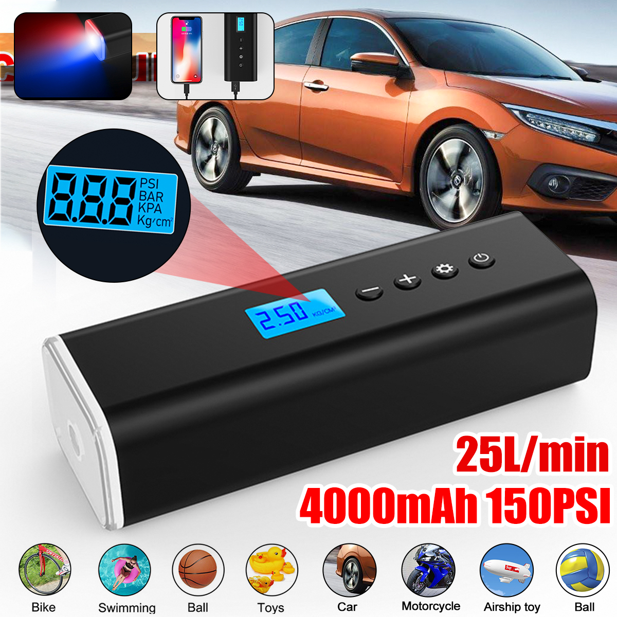 4000mAh-150PSI--25Lmin-Rechargeable-Air-Pump-Tire-Handheld-Inflator-Pump-Portable-Air-Compressor-For-1765690