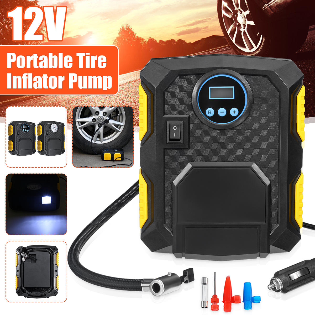 Tire-Inflator-Air-Pump-Compressor-Electric-Portable-12V-150PSI-w-LED-Light-1624845