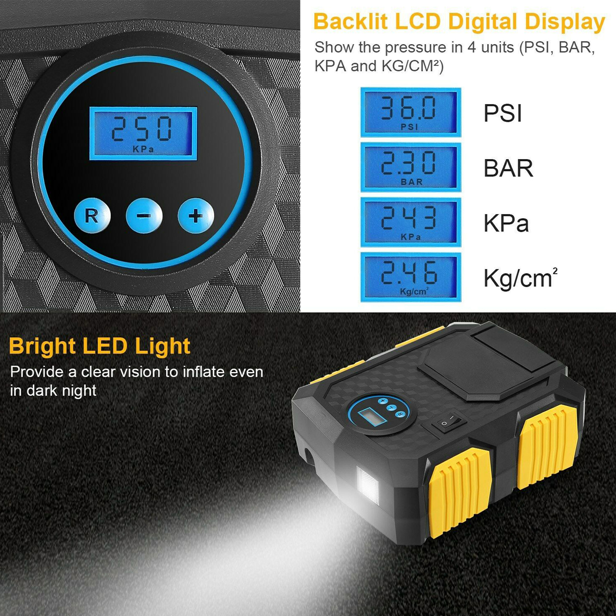 Tire-Inflator-Air-Pump-Compressor-Electric-Portable-12V-150PSI-w-LED-Light-1624845