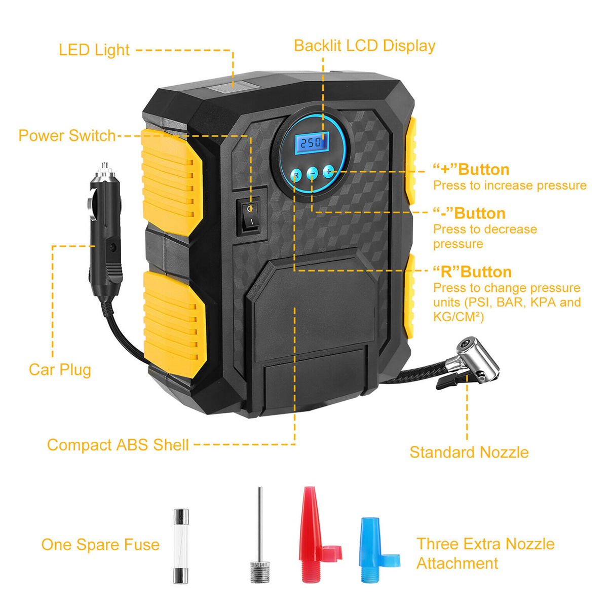 Tire-Inflator-Air-Pump-Compressor-Electric-Portable-12V-150PSI-w-LED-Light-1624845