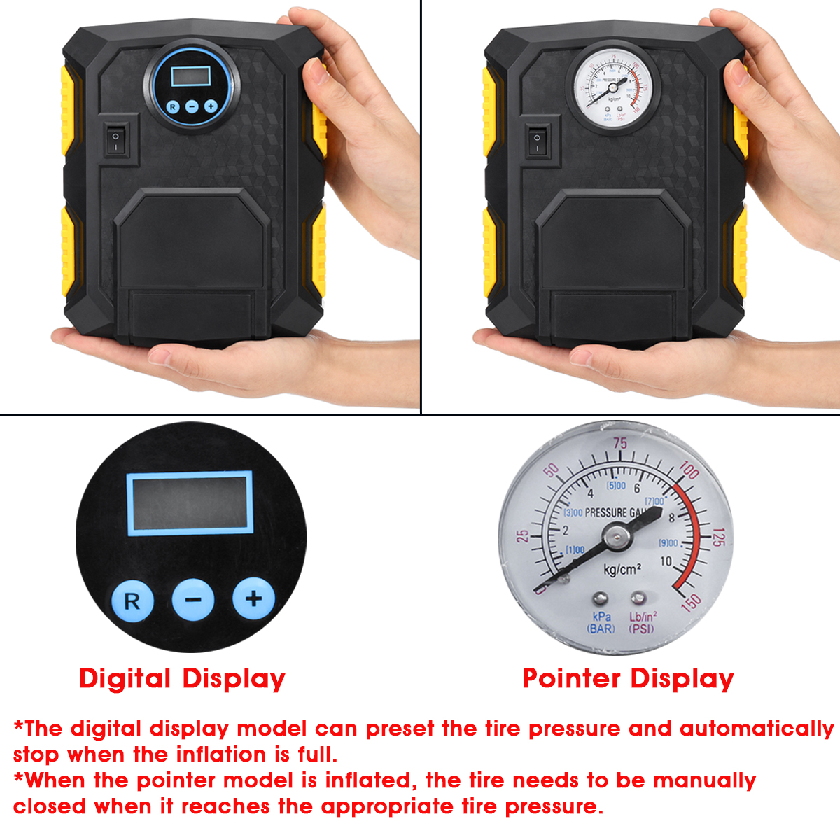 Tire-Inflator-Air-Pump-Compressor-Electric-Portable-12V-150PSI-w-LED-Light-1624845
