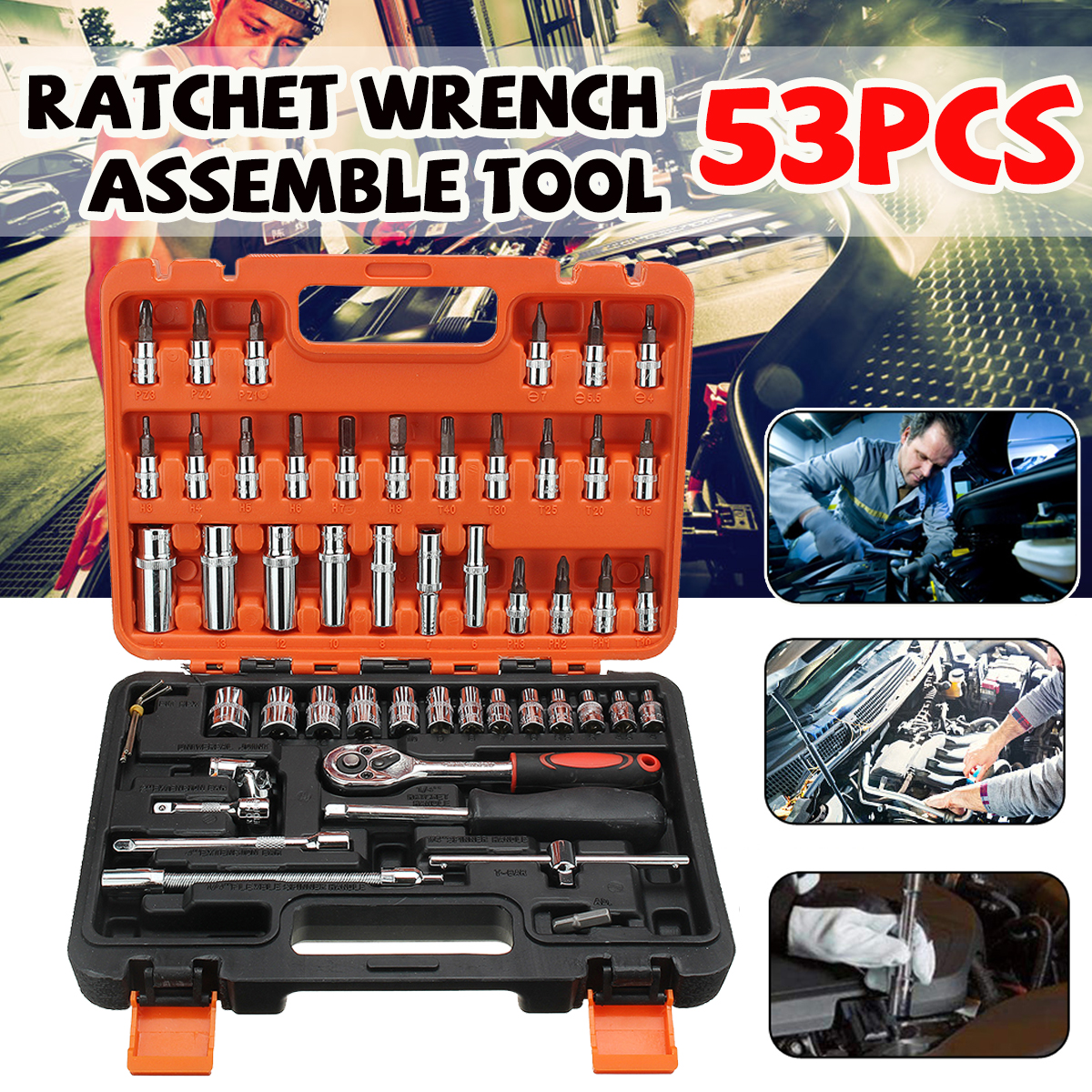 53Pcs-14quot-Drive-Socket-Ratchet-Wrench-Combo-Bit-Set-Car-Motorcycle-Repair-Hand-Tool-Kit-1602670