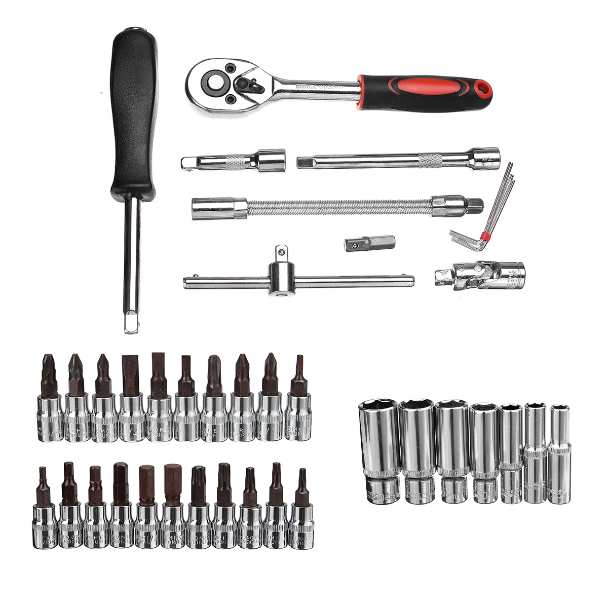 53Pcs-14quot-Drive-Socket-Ratchet-Wrench-Combo-Bit-Set-Car-Motorcycle-Repair-Hand-Tool-Kit-1602670