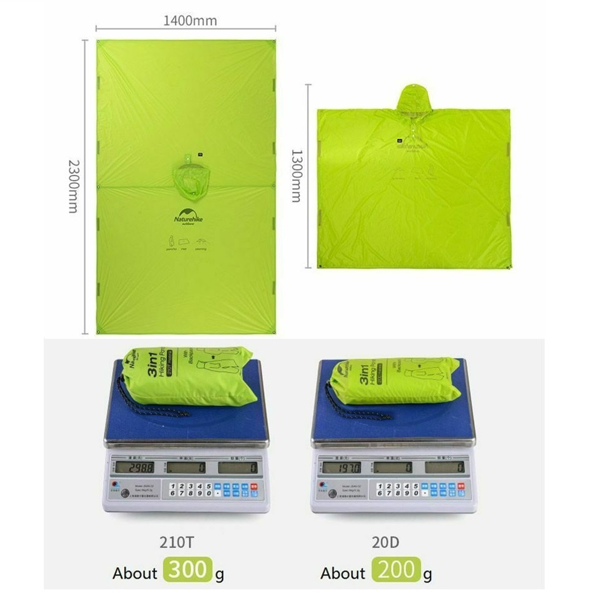 Naturehike-270T20D-3-in-1-Raincoat-Waterproof-Backpack-Cover-Outdoor-Awning-Camping-Mini-Tarp-Sun-Sh-1535685