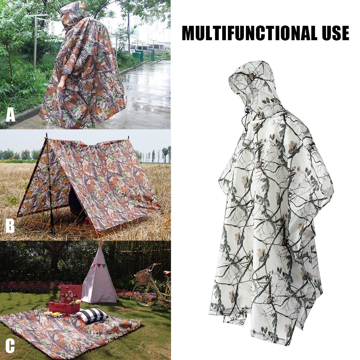 3-In-1-Raincoat-210T-Waterproof-Picnic-Mat-Cover-Electric-Bicycle-Scooter-Riding-Mountaineering-1527653