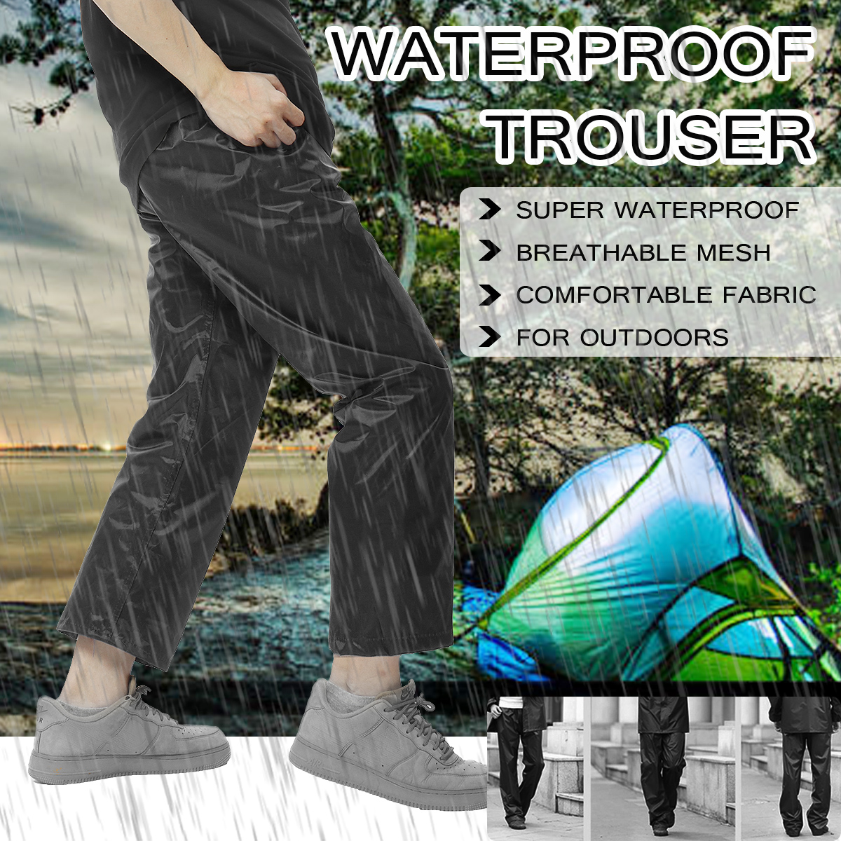 Black-Waterproof-Raincoat-Rain-Pants-Over-Trouser-Hiking-Motorcycle-Hardwearing-Elasticated-Pants-Fi-1544411