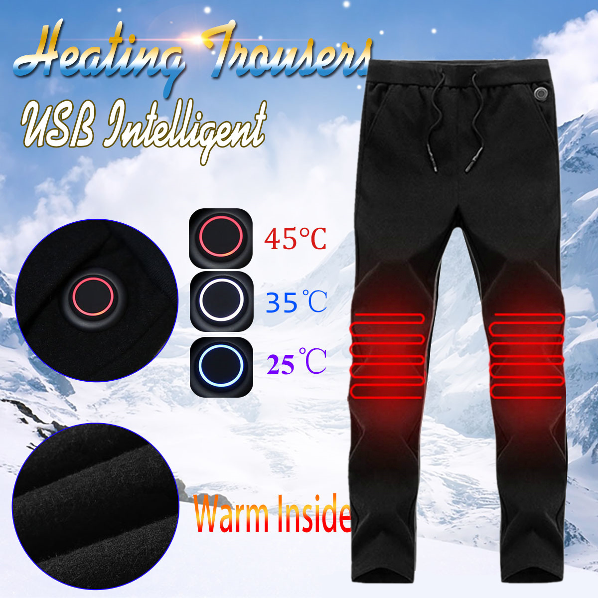 Electric-Heated-Warm-Pants-Men-Women-Heating-Base-Layer-Elastic-Trousers-USB-1407623