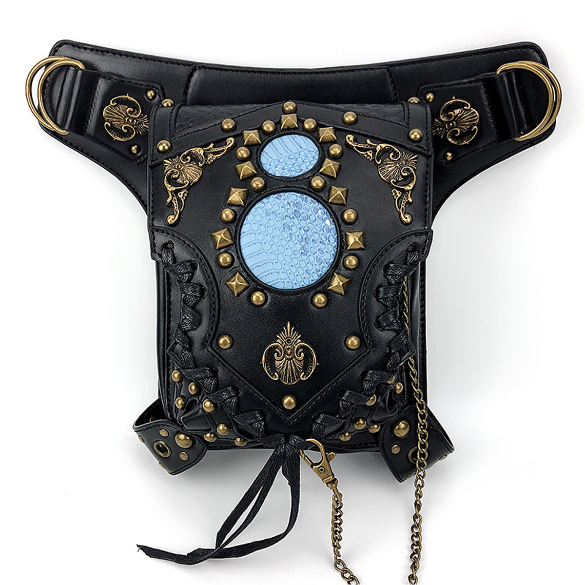 Motorcycle-Steampunk-Waist-Bag-PU-Leather-Handbag-Shoulder-Gothic-Retro-Victorian-Style-1637530