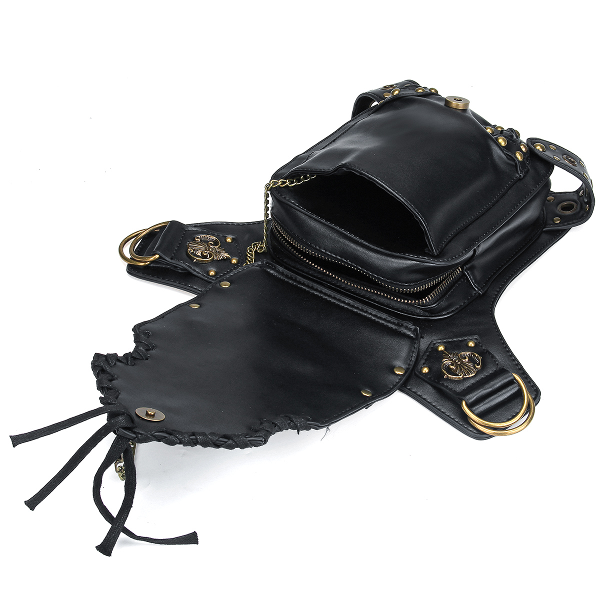 Motorcycle-Steampunk-Waist-Bag-PU-Leather-Handbag-Shoulder-Gothic-Retro-Victorian-Style-1637530