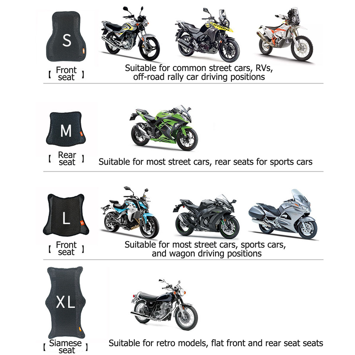 SMLXL-3D-Honeycomb-Universal-Motorcycle-Cool-Seat-Cover-Mesh-Cushion-Breathable-Pad-1530287