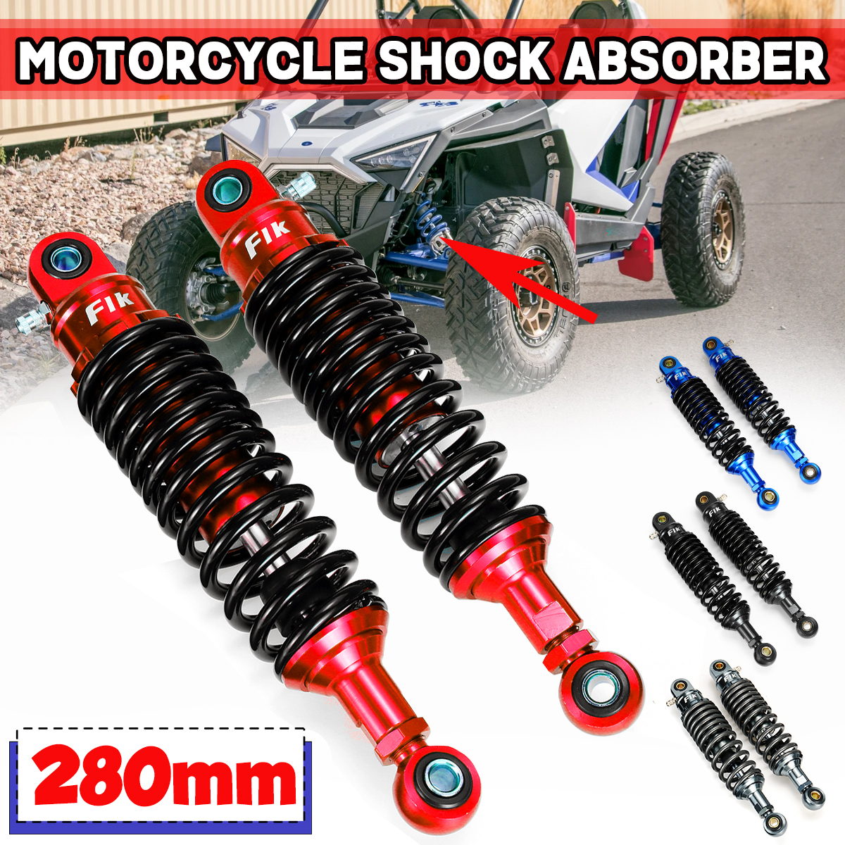 280mm1102quot-Universal-Motorcycle-Air-Shock-Absorber-Rear-Suspension-For-Yamaha-1818830