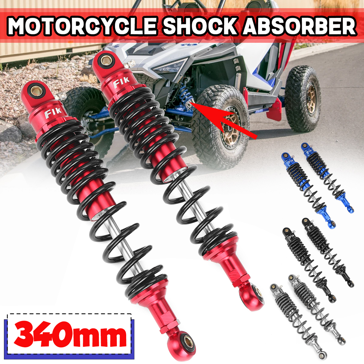 340mm1338quot-Universal-Motorcycle-Air-Shock-Absorber-Rear-Suspension-For-Yamaha-1813700