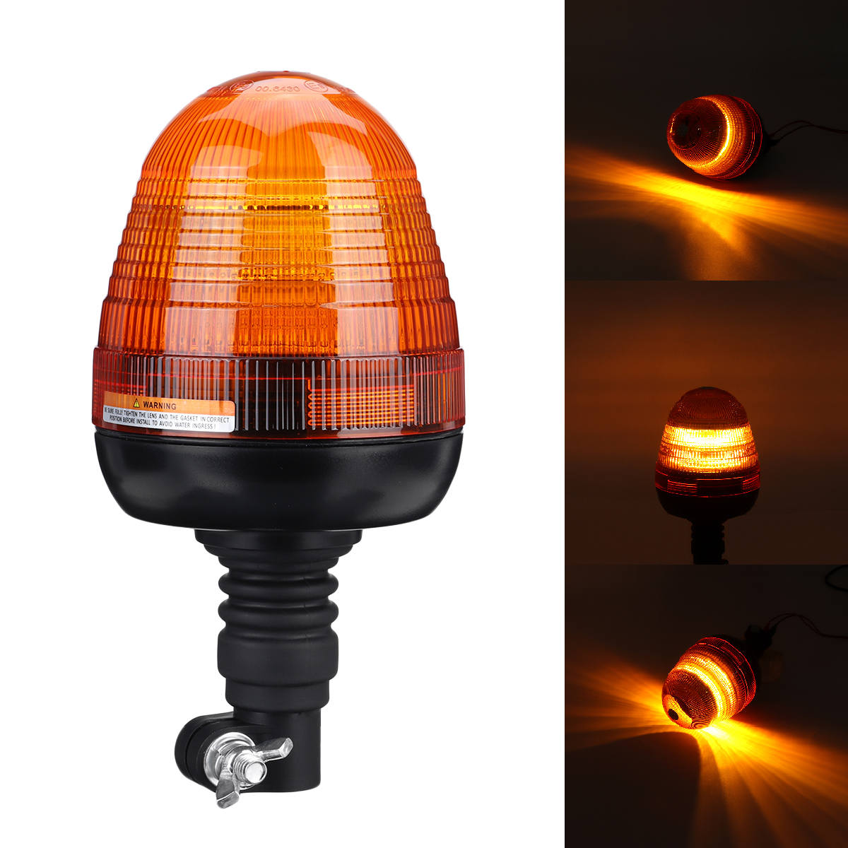 12-24V-Pointed-LED-Warning-Light-4-Flashing-Amber-Beacon-Flexible-Din-Pole-Mount-Tractor-Warning-Lig-1682422