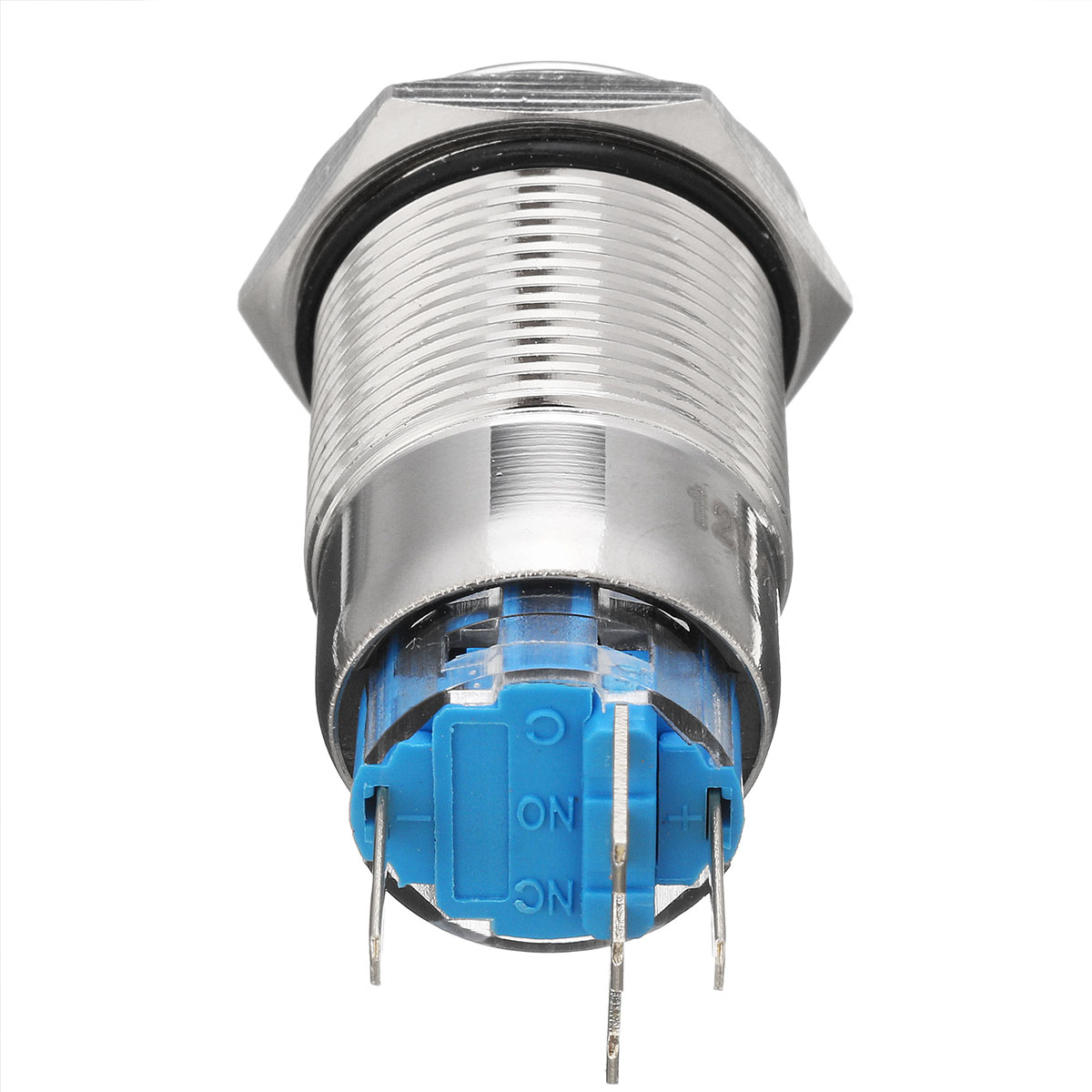 12V-19mm-5-Pin-Silver-Cab-Lock-Metal-Push-Button-Switch-LED-Light-Momentary-1390163