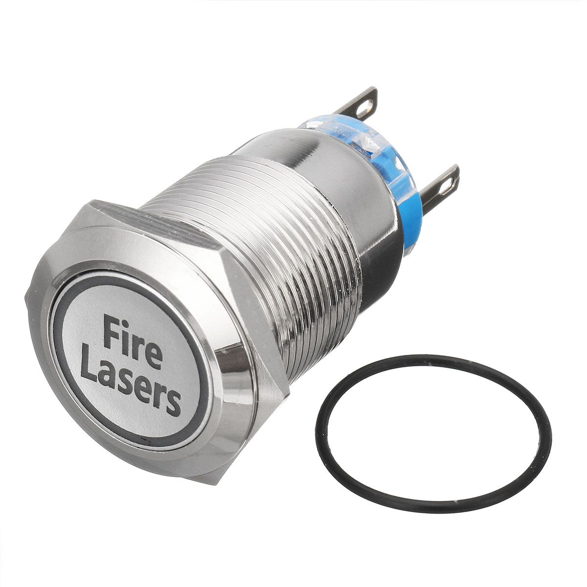 12V-19mm-5-Pin-Silver-Fire-Lasers-Metal-Push-Button-Switch-LED-Light-Momentary-1181386