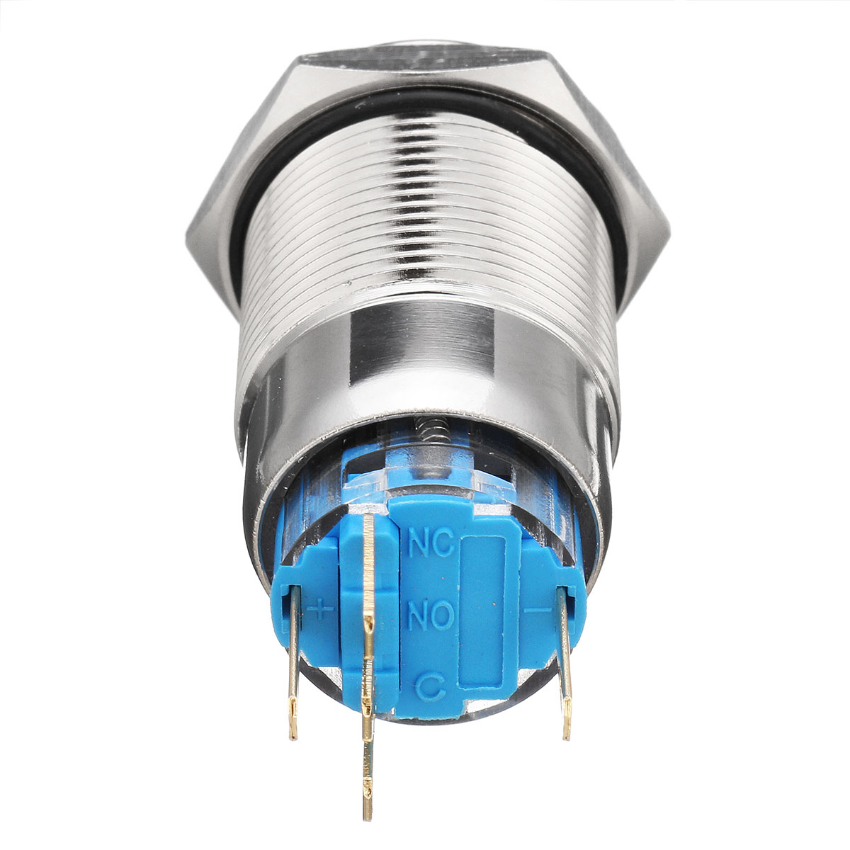 12V-19mm-5-Pin-Silver-Fire-Missiles-Metal-Push-Button-Switch-LED-Light-Momentary-1181375