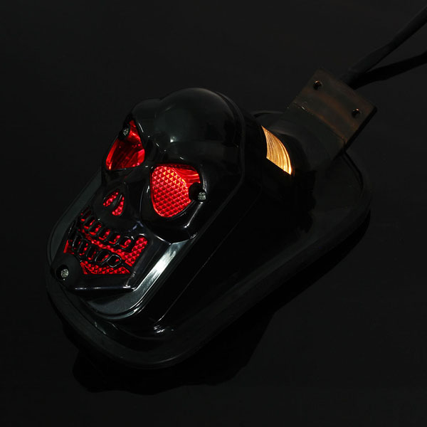 12V-20W-Motorcycle-Quad-ATV-Rear-Black-Skull-Brake-Tail-Light-922575