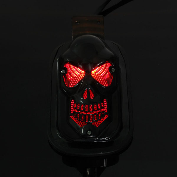 12V-20W-Motorcycle-Quad-ATV-Rear-Black-Skull-Brake-Tail-Light-922575