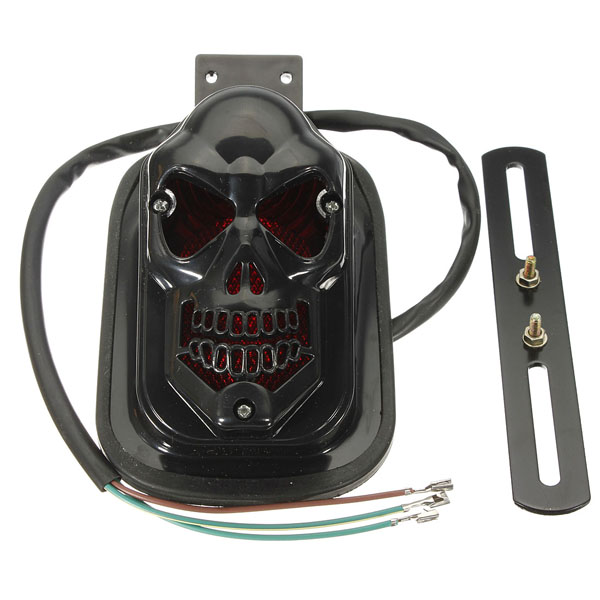 12V-20W-Motorcycle-Quad-ATV-Rear-Black-Skull-Brake-Tail-Light-922575