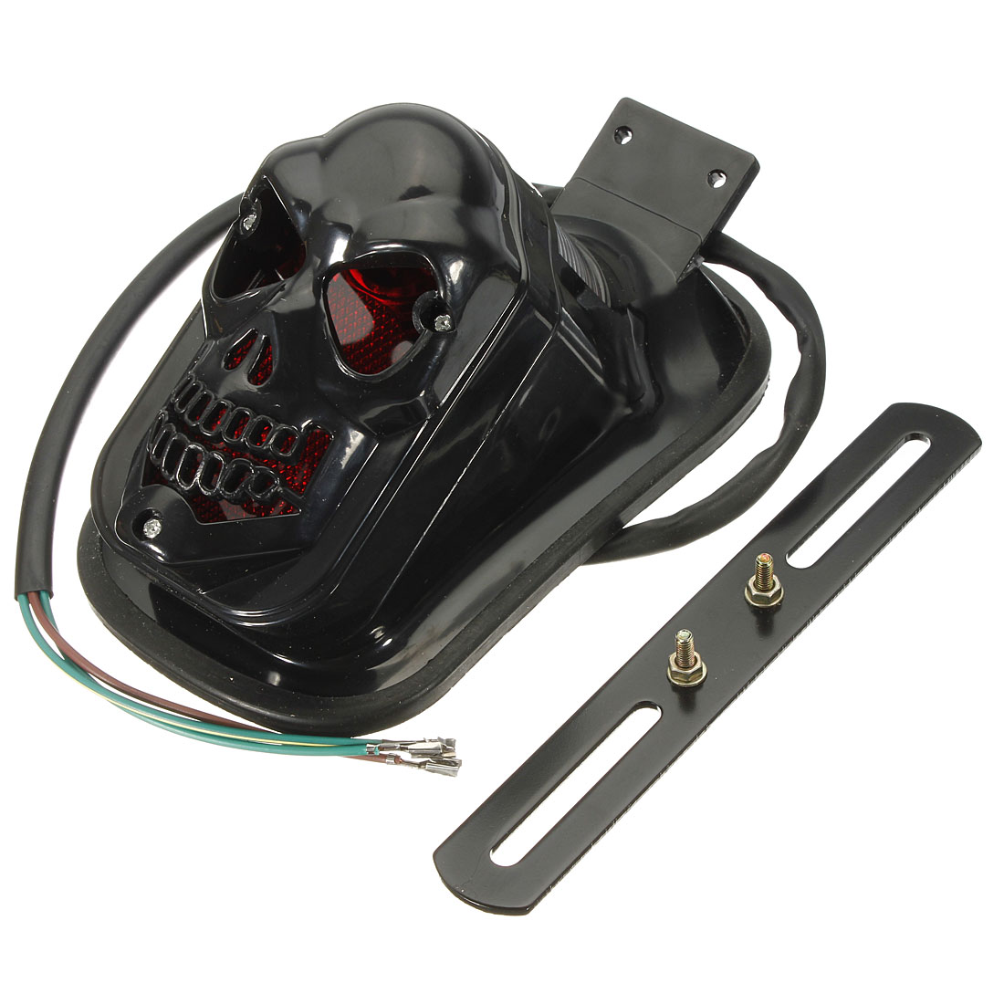 12V-20W-Motorcycle-Quad-ATV-Rear-Black-Skull-Brake-Tail-Light-922575