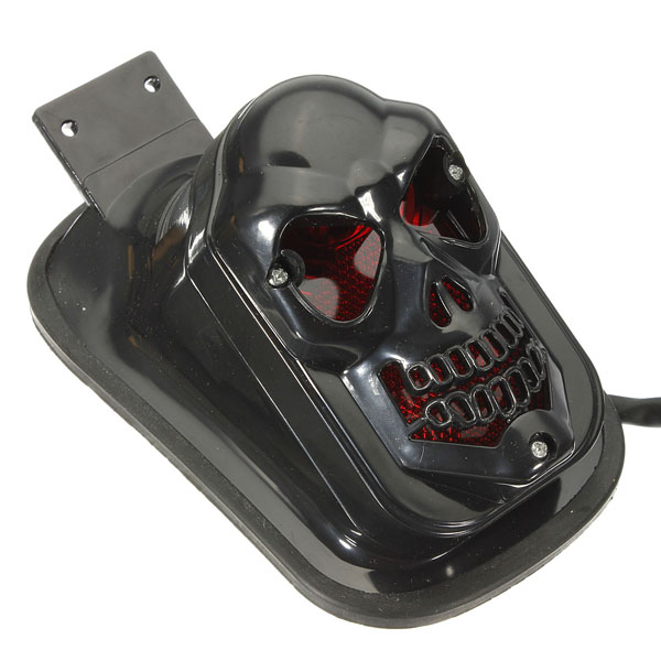 12V-20W-Motorcycle-Quad-ATV-Rear-Black-Skull-Brake-Tail-Light-922575