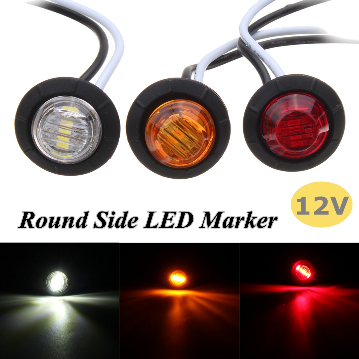 12V-34inch-Indcator-Turn-Signal-Lights-For-Boat-Truck-Trailer-Round-Side-LED-Marker-1270741