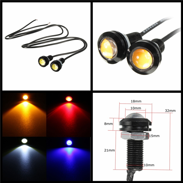 12V-3W-18mm-Car-Motorcycle-LED-Eagle-Eye-Plate-License-Running-DRL-Tail-Light-Lamp-1034992