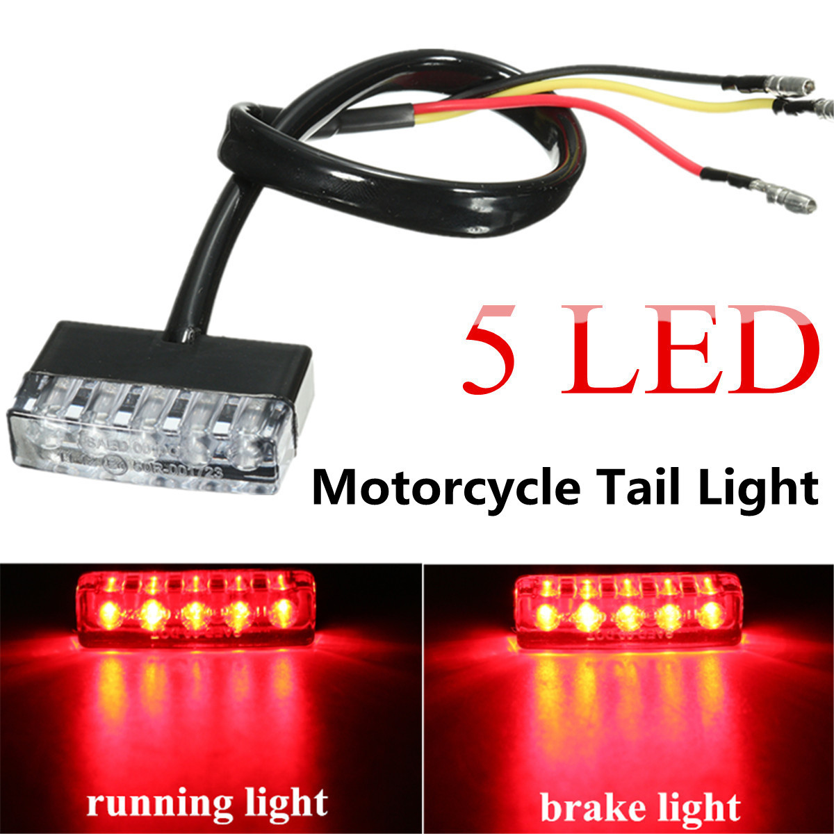 12V-5-LED-Rear-Tail-Running-Stop-Brake-Light-Red-Lamp-Motorcycle-ATV-Bike-1142937