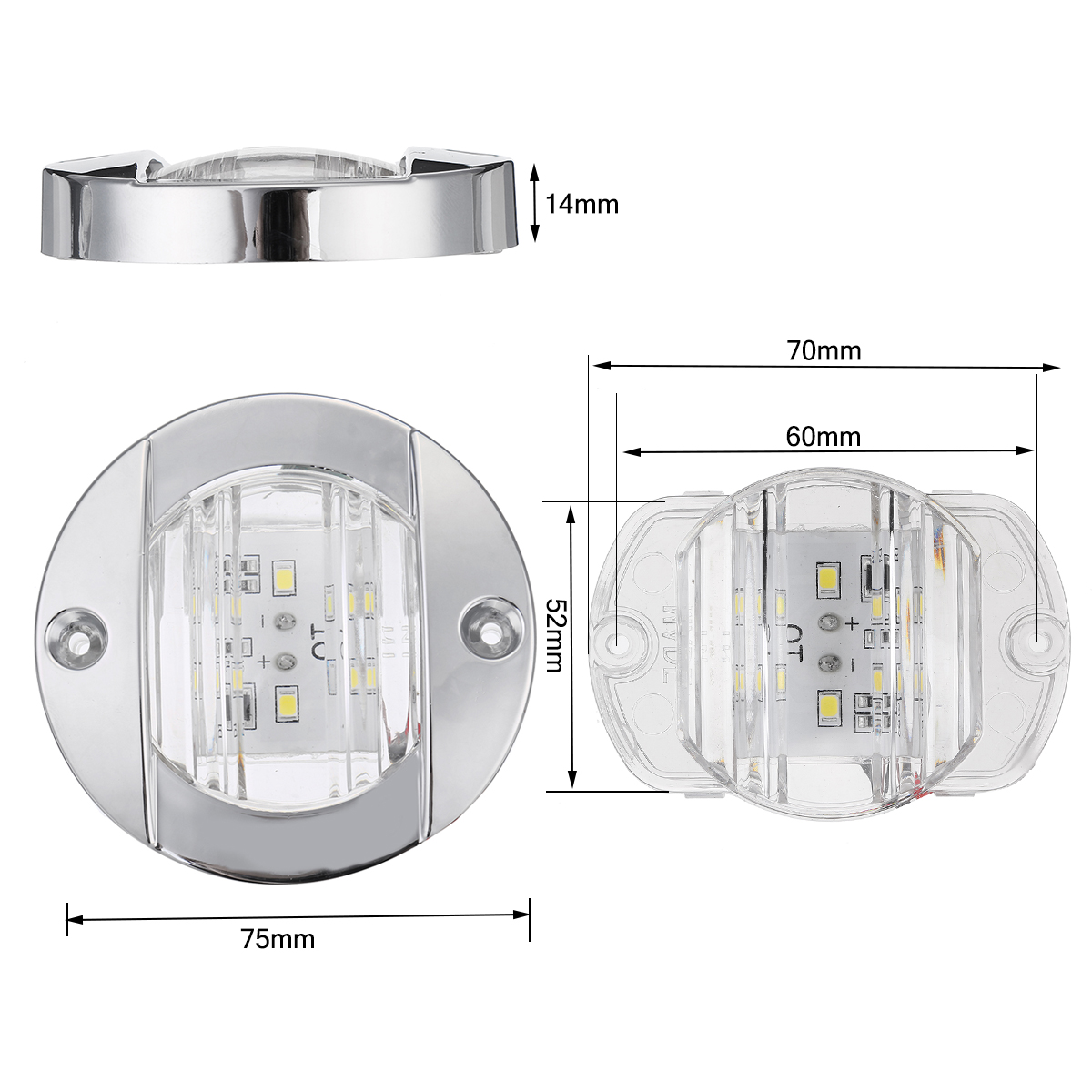 12V-6LED-Marine-Boat-Yacht-Stern-Navigation-Round-Light-Chrome-Transom-Mount-1812667