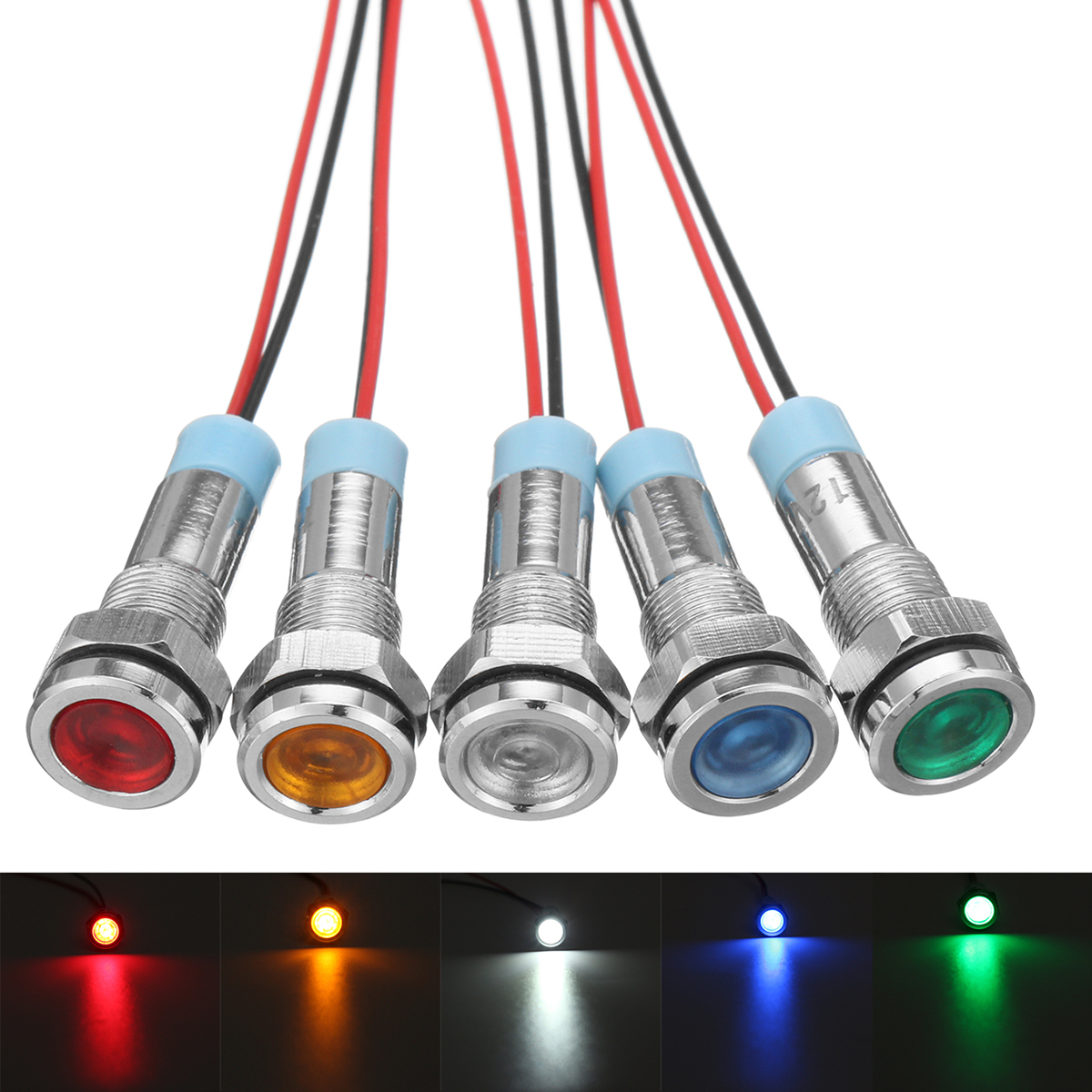 12V-6mm-LED-Indicator-Light-Pilot-Dash-Lamp-Motorccyle-Car-Truck-Boat-Metal-1221327