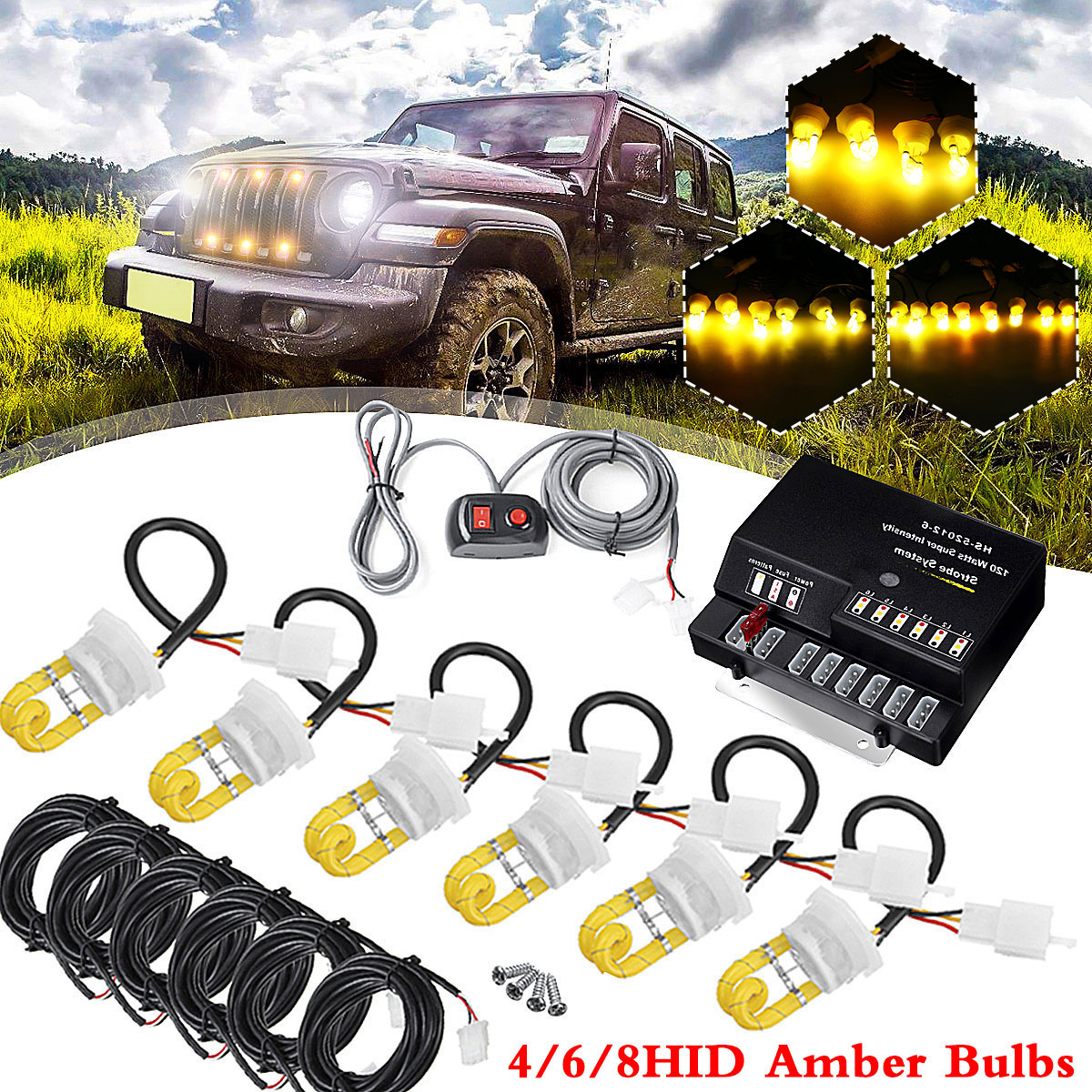 12V-HID-Bulbs-Hide-Away-Emergency-Hazard-Warning-Flash-Strobe-Light-System-Kit-1634011