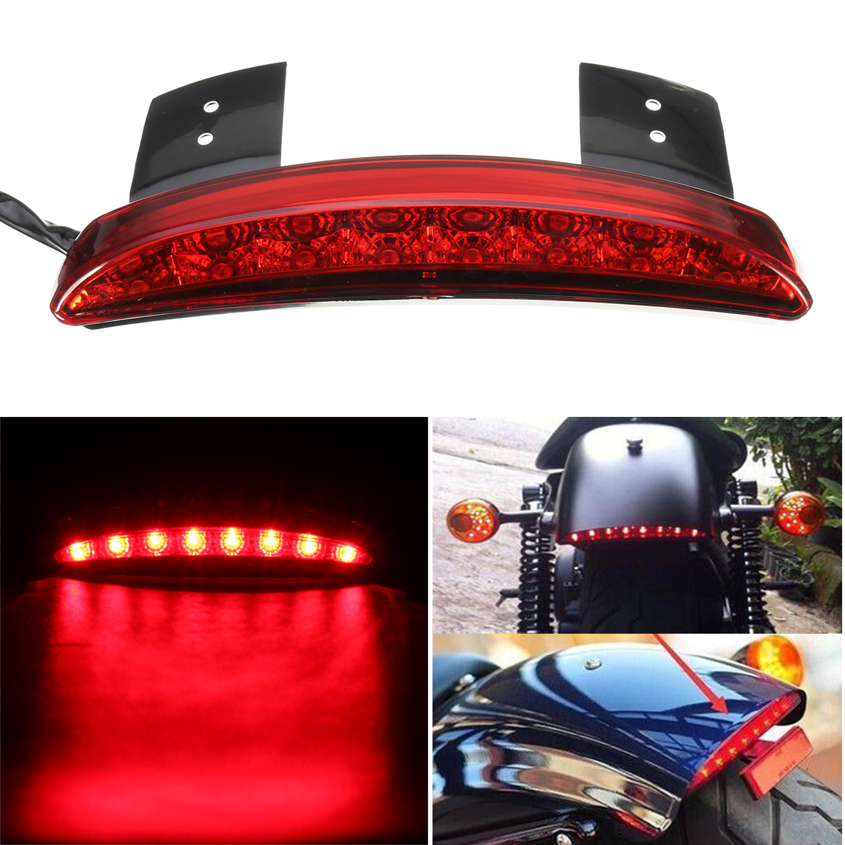 12V-Motorcycle-8LED-Rear-Turn-Brake-License-Plate-Tail-Lights-For-Harley-Sportster-1221334