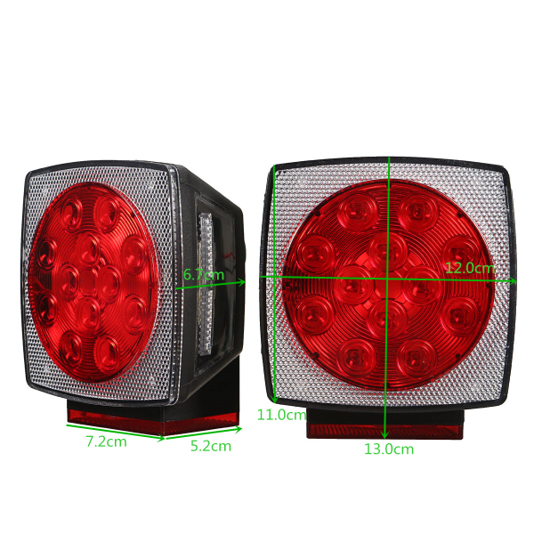 12V-Truck-Trailer-LED-Square-Rear-Brake-Lamp-Tail-Plate-Lights-Stud-Mount-Red-Orange-White-1197099