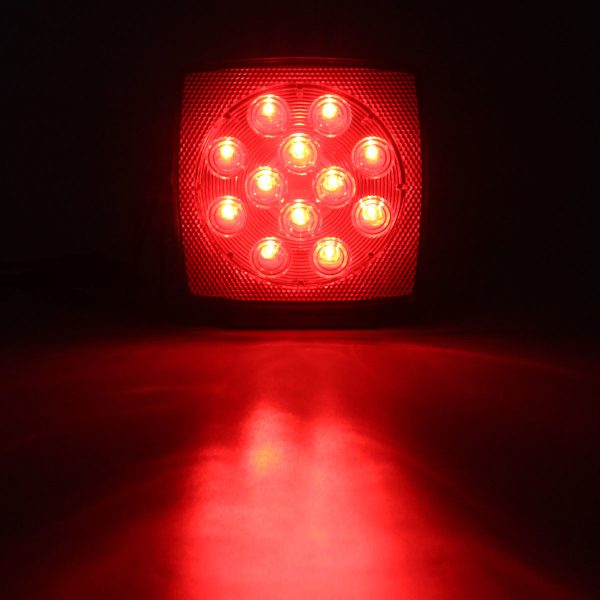12V-Truck-Trailer-LED-Square-Rear-Brake-Lamp-Tail-Plate-Lights-Stud-Mount-Red-Orange-White-1197099