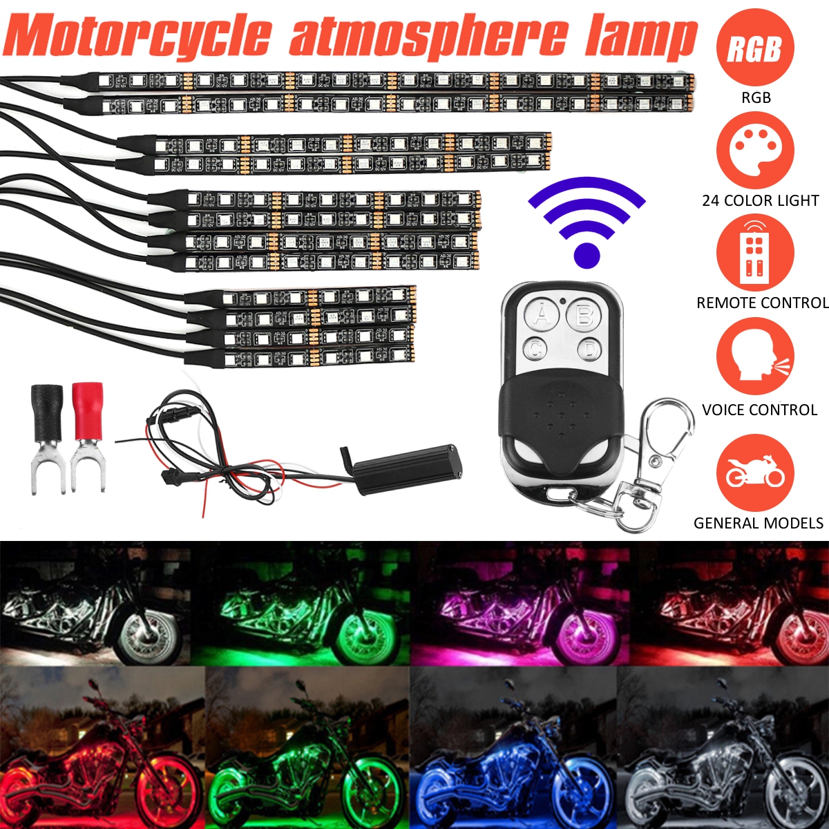 12pcs-5050SMD-LED-Neon-Strip-Lamp-RGB-24-colors-Remote-Control-Under-Glow-Lights-Decorative-Light-St-1727297