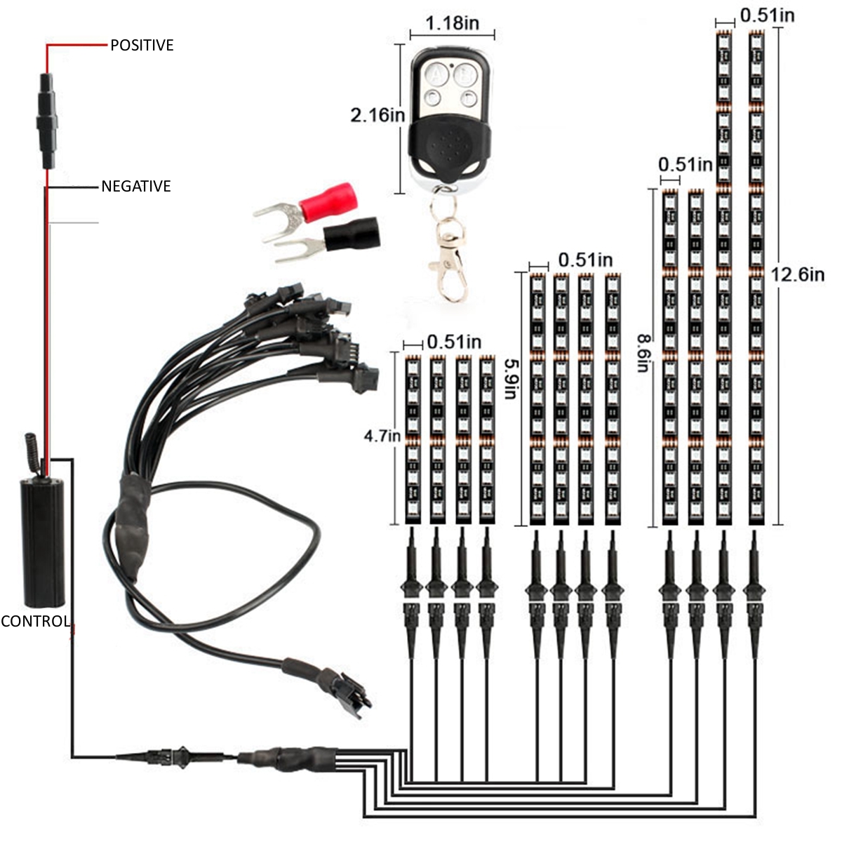 12pcs-5050SMD-LED-Neon-Strip-Lamp-RGB-24-colors-Remote-Control-Under-Glow-Lights-Decorative-Light-St-1727297