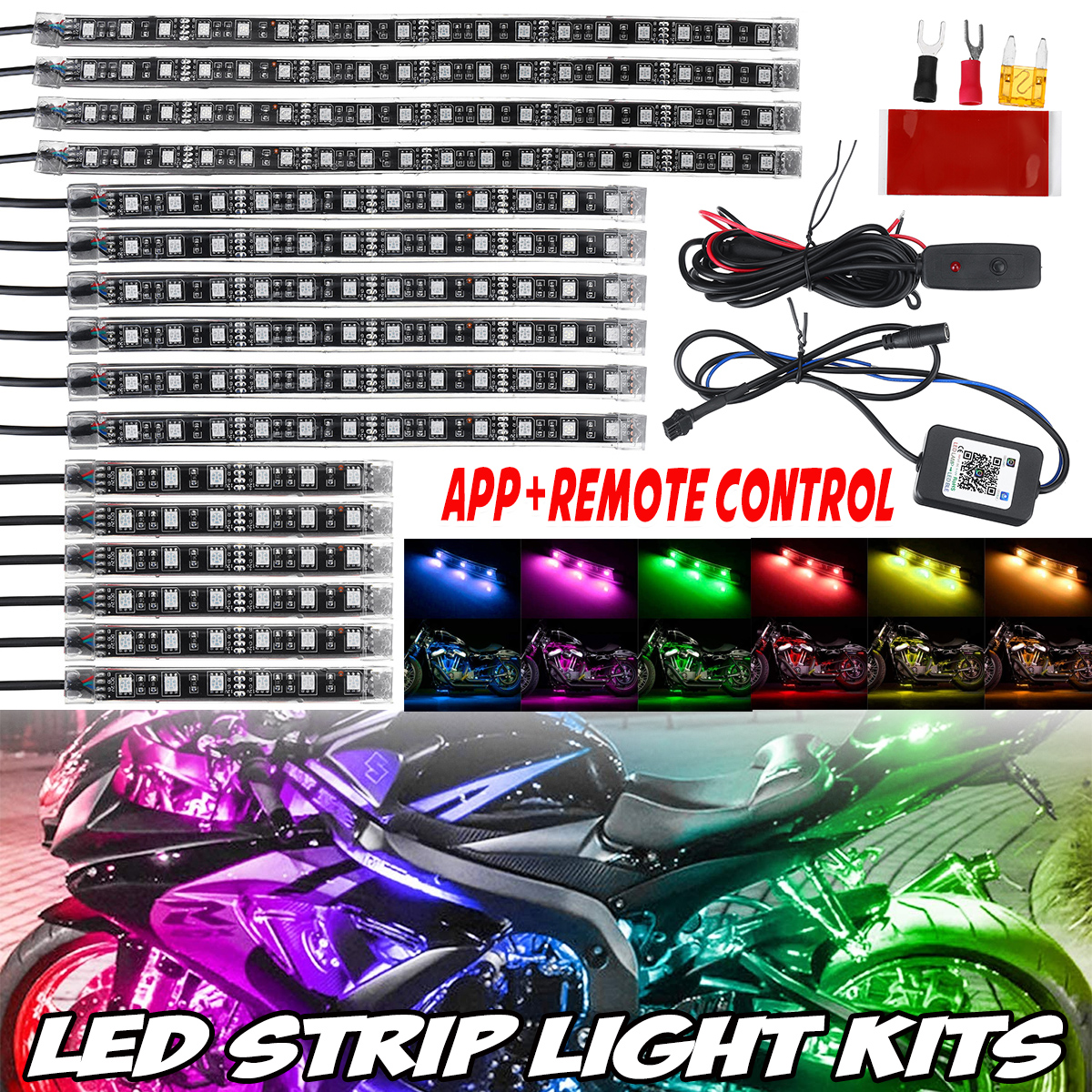 16PCS-RGB-bluetooth-Car-Motorcycle-LED-Light-Accent-Glow-Neon-Strip-APP-Control-Kits-1794069