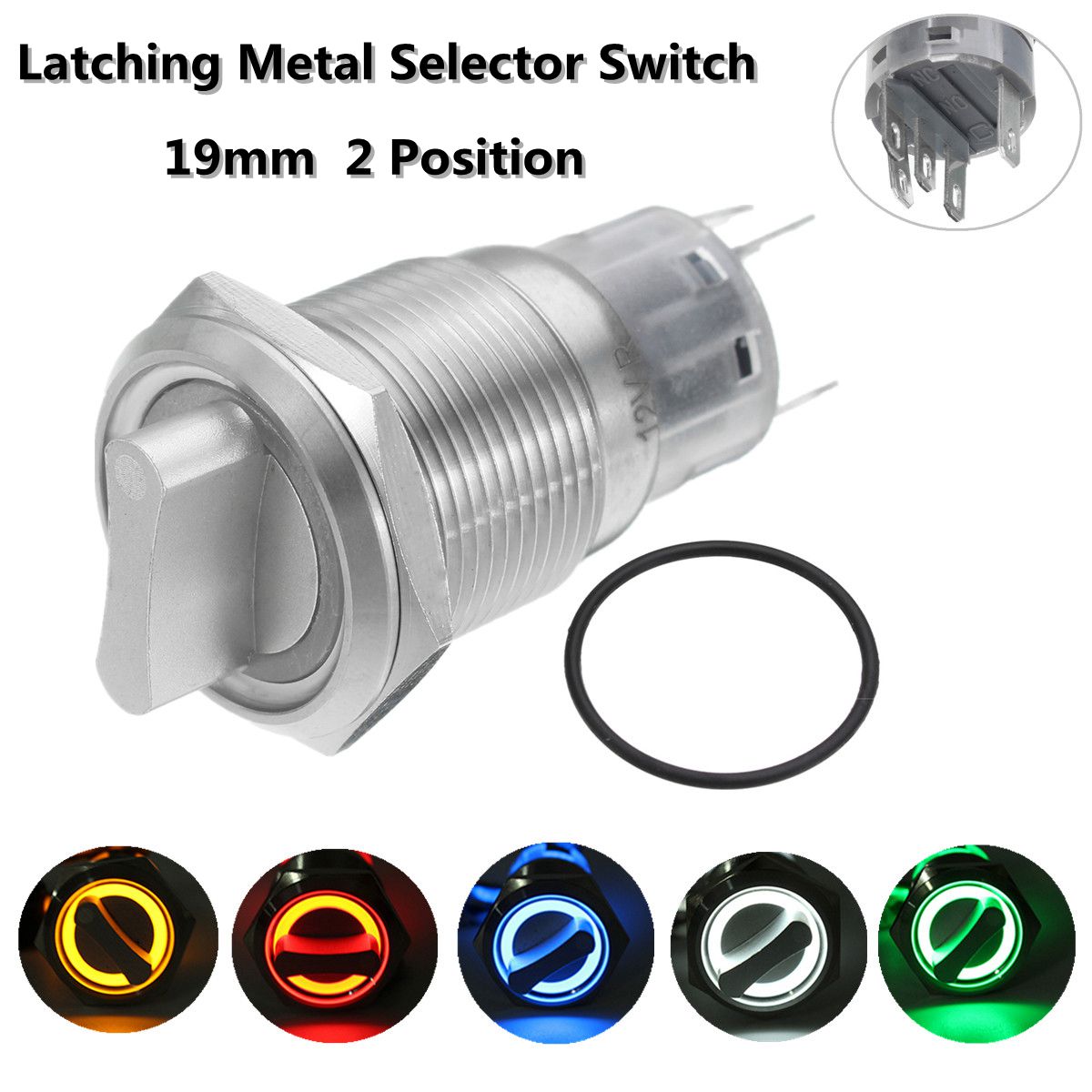 19mm-2-Position-12V-Waterproof-Stainless-Steel-Latching-Metal-Selector-Switch-1222475
