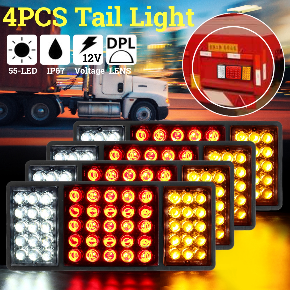2Pair-Rear-Tail-Light-Brake-Reverse-Lamp-For-Trucks-Utes-Boat-Trailers-55-LED-1734909
