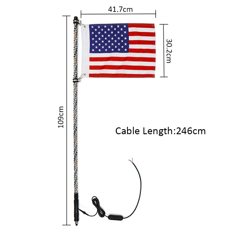 45ft-Lighted-LED-Car-Whip-Lights-5050RGB-Flagpole-Lamp-wFlag--Remote-For-Jeep-ATV-UTV-1613685