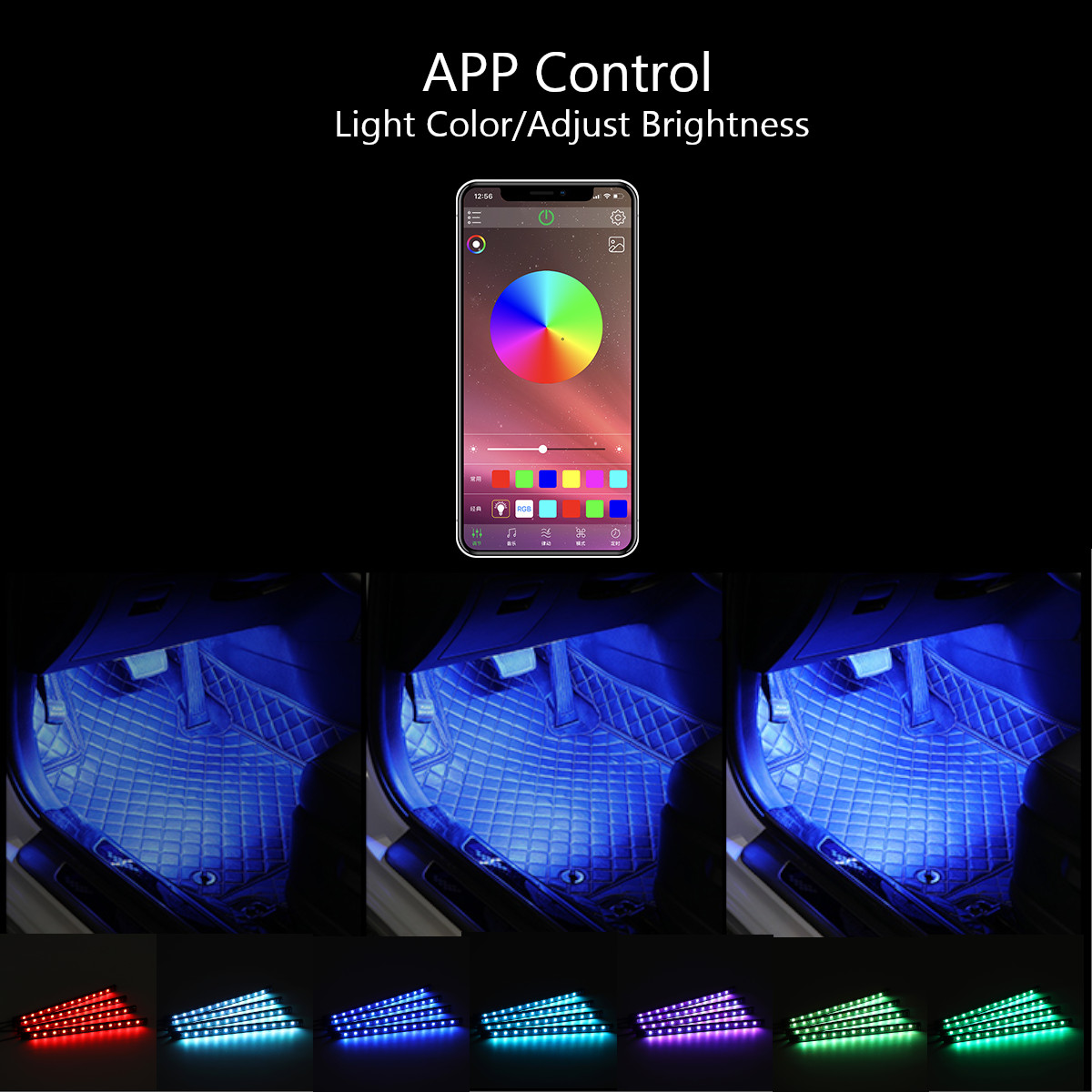 4PCS-12-LED-Strip-Light-RGB-Voice--APP-Control-Fairy-Lights-Lamp-Party-Waterproof-1751750