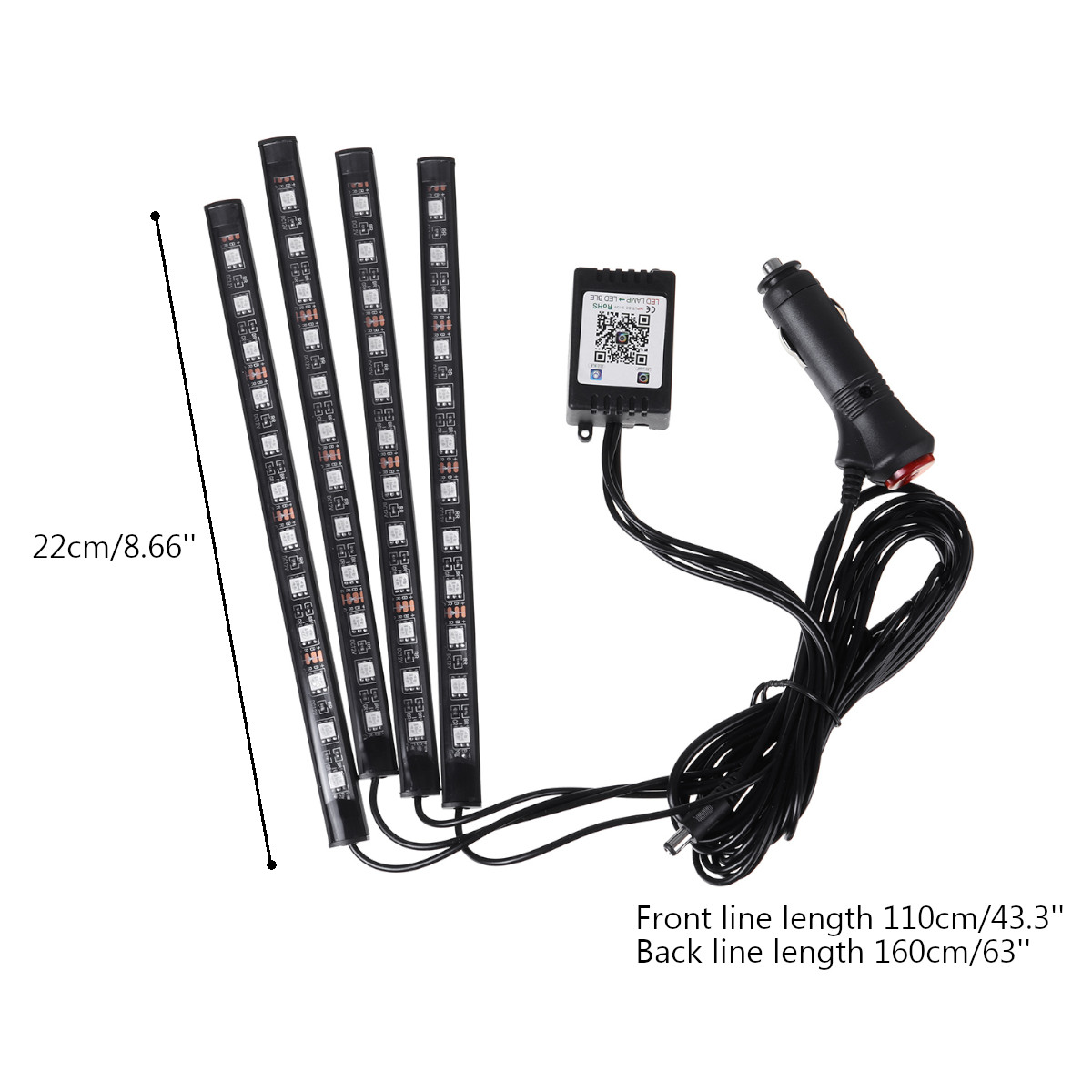 4PCS-12-LED-Strip-Light-RGB-Voice--APP-Control-Fairy-Lights-Lamp-Party-Waterproof-1751750