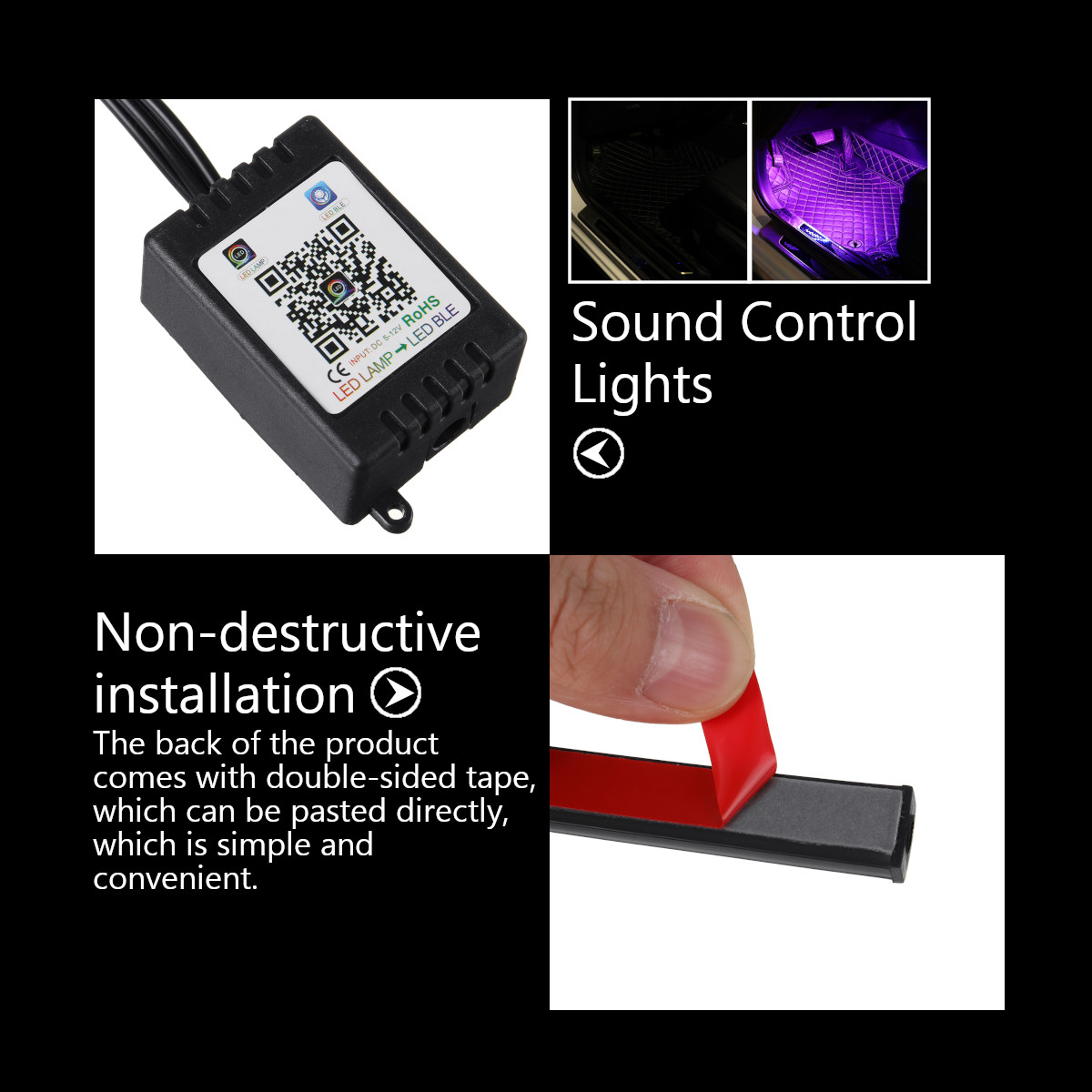 4PCS-12-LED-Strip-Light-RGB-Voice--APP-Control-Fairy-Lights-Lamp-Party-Waterproof-1751750