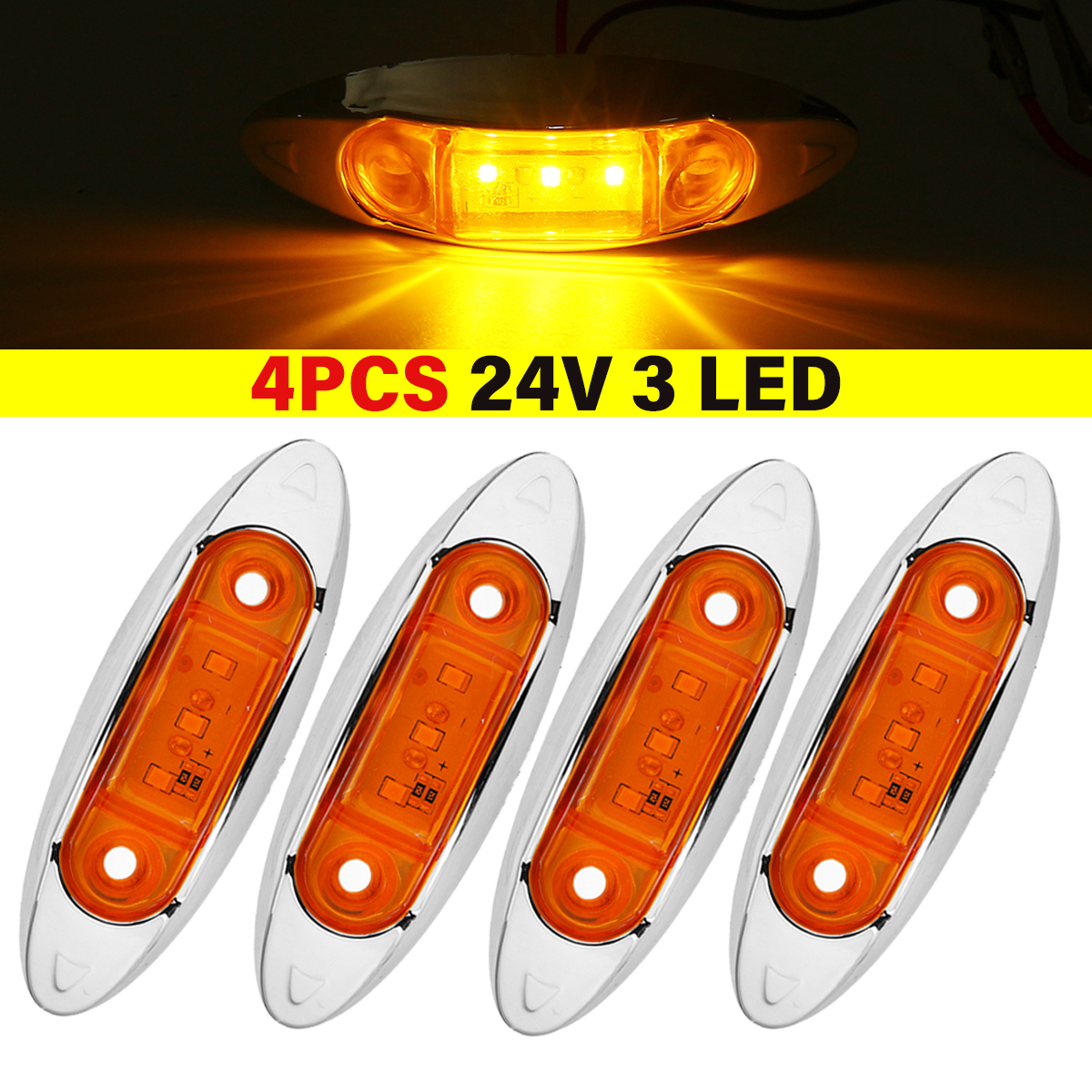 4Pcs-Yellow-3LED-24V-Side-Marker-Indicator-Light-Clearance-Lamp-Truck-Trailer-Lorry-Van-1715075